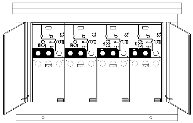 戶外型固體絕緣環網柜單元結構示意圖 戶外型固體絕緣環網柜單元結構示意圖